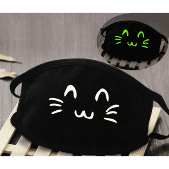Wenchoice Glow In Dark Cat Washable Cotton Mask One Size