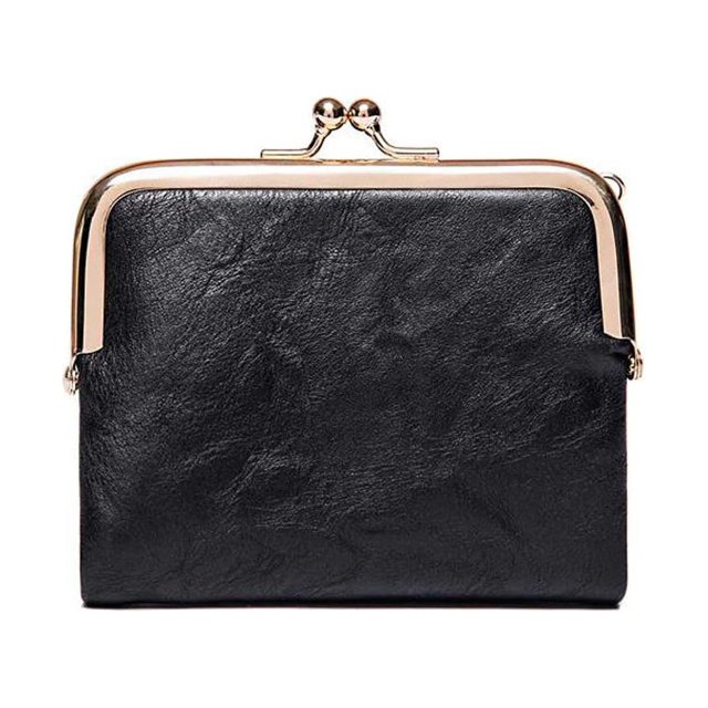 Coin Purse, Womens Wallet, Small Compact Bifold Leather Vintage Wallet, Ladies Coin Purse with Zipper and Kiss Lock
