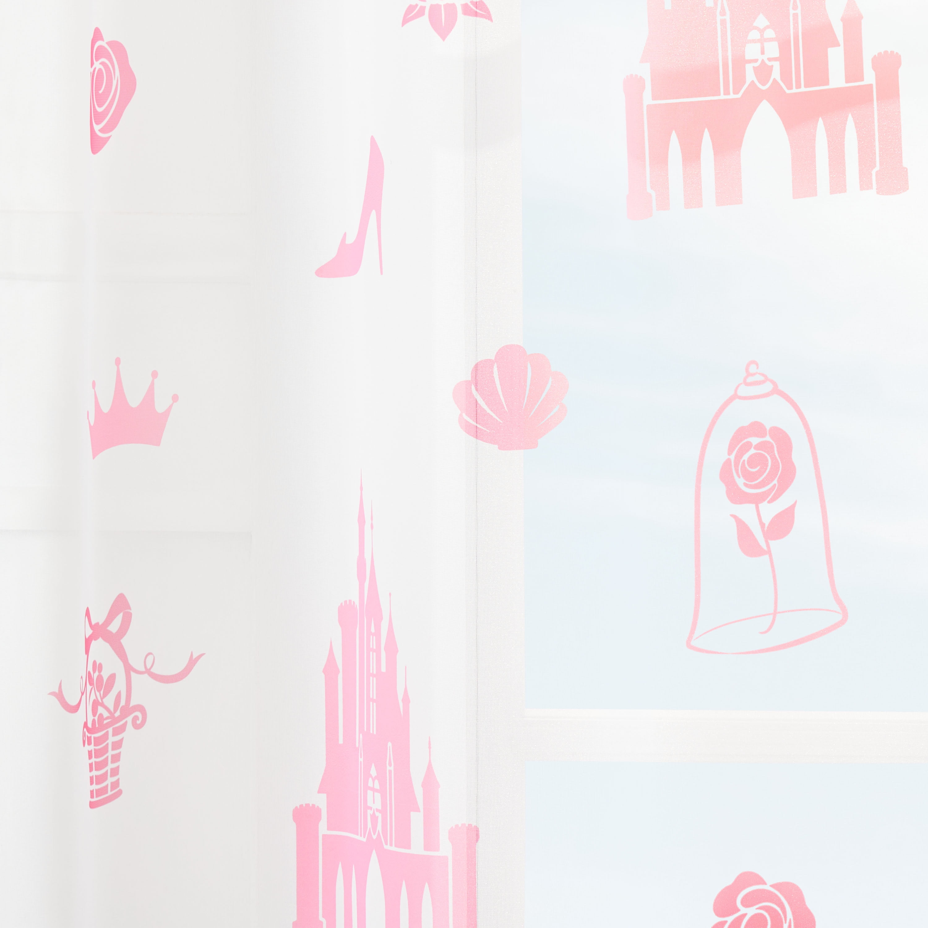 Princess Sheer Kids Drape, 38" x 84", Pink and White, Disney