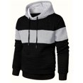 thumbnail image 4 of qafoshin Mens Color Block Hoodies Fashion Long Sleeve Hooded Sweatshirts Fall Winter Casual Loose Pullover Tops with Pocket, 4 of 6