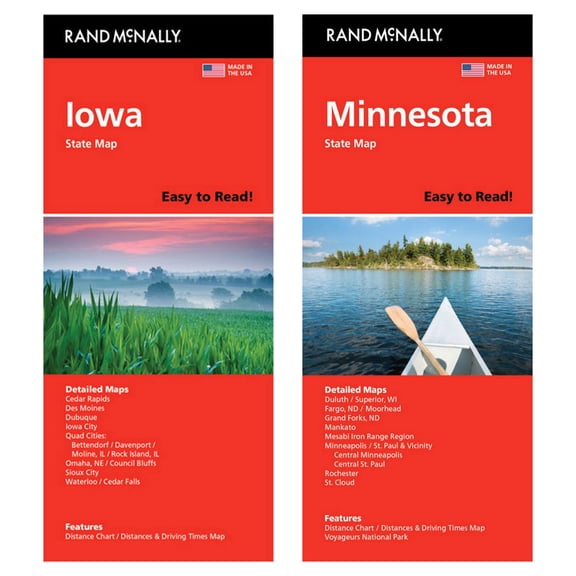 Rand McNally State Maps: Iowa and Minnesota (2 Maps)