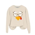 thumbnail image 2 of FAOWME Women Thanksgiving Pullover Long Sleeve Round Neck Cute Turkey Print Casual Loose Fit Sweatshirt For Fall Winter Daily Wear Beige L, 2 of 5