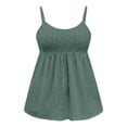 thumbnail image 7 of Camisole Tops for Women Eyelet Embroidery Spaghetti Strap Empire Waist Sleeveless Peplum Summer Casual Tank Tops, 7 of 7