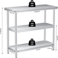 thumbnail image 3 of Stainless Steel Table, 14 x 24 x 34 Inch, 3-Tier Metal Prep Table with 2 Undershelf & Gloves, Commercial Kitchen Utility Workstation for Restaurant, Hotel, Laundry, Garage, Indoor, Outdoor, BBQ, 3 of 8