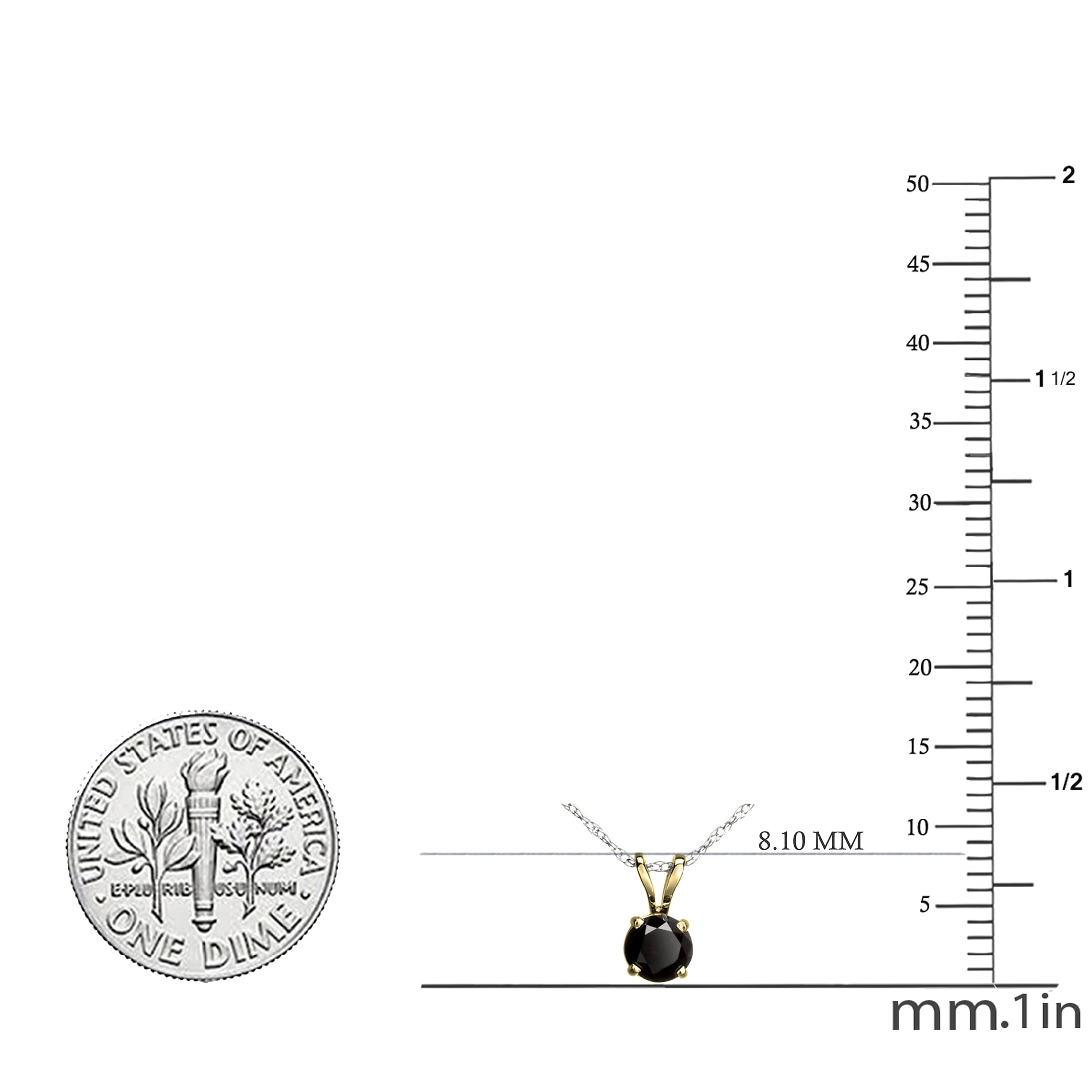 Dazzlingrock Collection Round Black Diamond Solitaire Pendant for Women with 18 Inch Silver Chain (0.25 ctw, Color Black, Clarity Opaque) in 10K Yellow Gold
