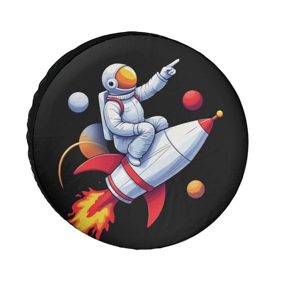 Outer Space Astronauts (11) Spare Tire Cover Tire Covers Protector Wheel Tire Covers Weather-Proof for Trailer RV SUV Truck Camper Travel Trailer Accessories Oxford Cloth