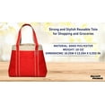 thumbnail image 4 of 6 Donna Polyester Tote Bags Set - Two Tone, Reinforced Straps, Wide Gusset, Everyday Use - Red, 4 of 5