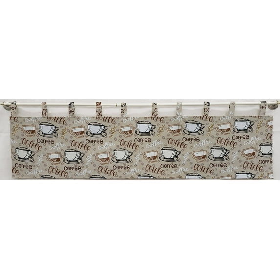 Coffee Beans Tab Top Curtains (Unlined) (72 Inch Long Two Curtain Panels)