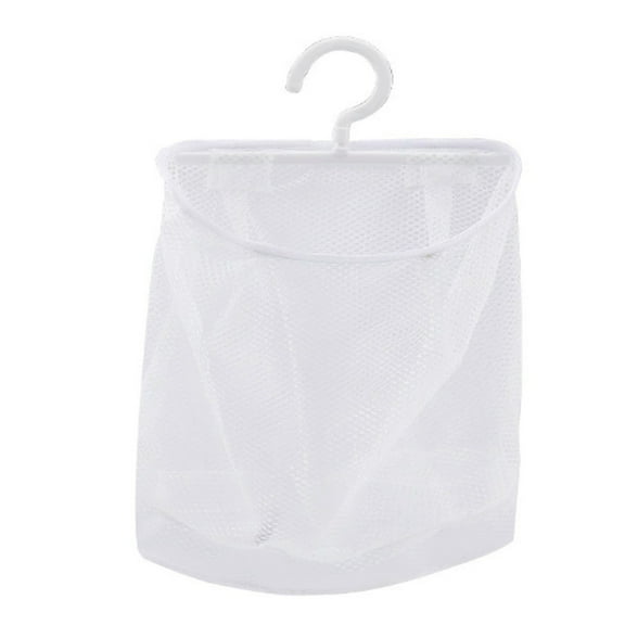 Mesh Hanging Bag, Heavy Duty Mesh Drying Bag, Clothes Pin Kitchen Storage Holder, Bathroom Tote, Washing Lingerie Laundry Hamper, White Travel Storage Bag (White/1 Pcs) 9.65x8.66"