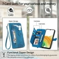 thumbnail image 5 of Dteck Case for Samsung Galaxy A13 5G,Magnetic Leather Card Holder Zipper Wallet Case Shockproof Rubber Kickstand Cover with Wrist Strap,Blue, 5 of 7
