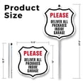 thumbnail image 2 of Please Deliver All Packages Inside Garage (5 Pack) 12 inch X 12 inch Shield Shaped Commercial Grade Plastic Signs with Aluminum Mounting Stakes Weather Resistant Made in the USA, 2 of 8