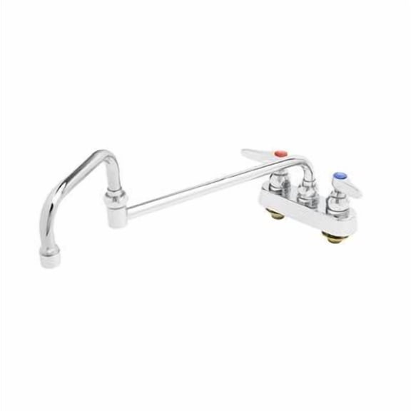 T&S Brass - Workboard Faucet, Deck Mount, 4'' Centers, 18'' Double Joint Nozzle, Lever Handles