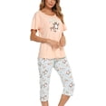 thumbnail image 4 of Conjunto de pijama para mujer Top de manga corta de algodón con pantalones capri Pjs Loungewear Ormromra WMCH-519, 4 of 7