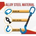 thumbnail image 2 of 2 Pack 5/8" x 2' Single Leg Chain Sling | 22,000 Lbs WLL | Oblong Link-to-Sling Hook Ends | G100 Chains for Lifting and Handling, Industrial Machinery Hoisting Ring Chain Hanging, 2 of 12