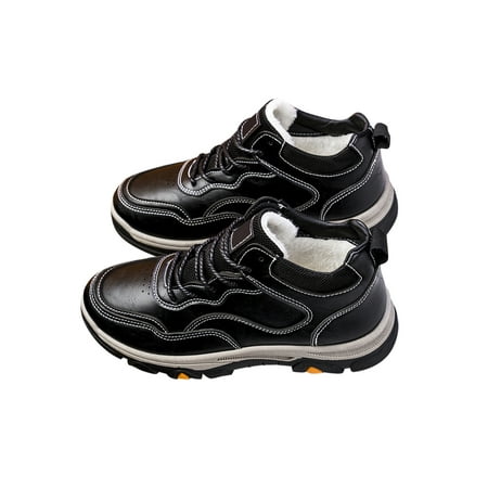 

Rockomi Mens Casual Shoe Lace Up Flats Non-Slip Sneakers Men Lightweight Fashion Ankle Booties Comfortable Comfort Walking Shoes Black with Plush Lined 9