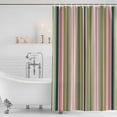 thumbnail image 2 of Colorful Striped Shower Curtain Set - Long 72" x 84" Washable Bathtub Curtain with 12 Hooks, Sage Green Pink White Vertical Lines Waterproof Fabric Stall Shower Curtains for Bathroom/Bathtub Décor, 2 of 6