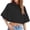 Black, variant on Red Womens Cute Sleeve Crop Tops Collar Button down Loose Tees Shirts Blouse, M