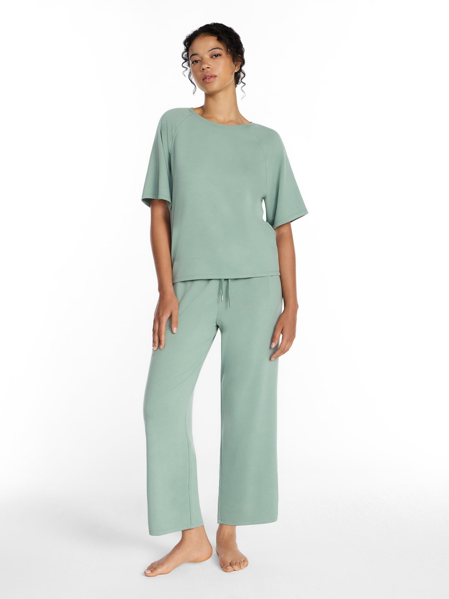 Joyspun Women's French Terry Knit Sleep Capri Pants, 25” Inseam, Sizes XS-3X