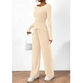 thumbnail image 6 of PRETTYGARDEN Women's 2 Piece Lounge Sets Asymmetrical Long Sleeve T Shirt Wide Leg Pants Casual Outfits Tracksuit, 6 of 8
