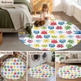 thumbnail image 5 of Round Rug 4Ft Washable Non-Slip, Colorful Monsters Circle Area Rugs for Living Room Bedroom, Abstract Cartoon Cute Artistic Funny Indoor Floor Mats Carpet Runner for Home Decor Aesthetic, 5 of 8