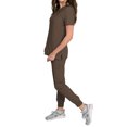 thumbnail image 3 of Medgear Fleur Women's Stretch Scrub Set with Zip Pocket Top and Jogger Pants, Espresso, M, 3 of 4