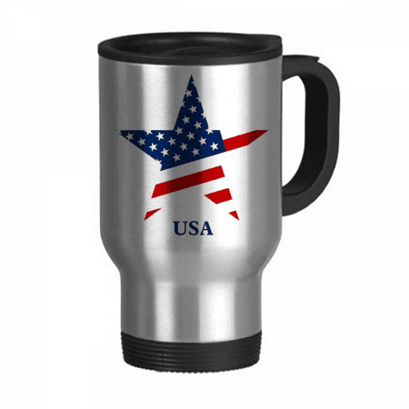 

America Star Flag the USA Pattern Travel Mug Flip Lid Stainless Steel Cup Car Tumbler Thermos