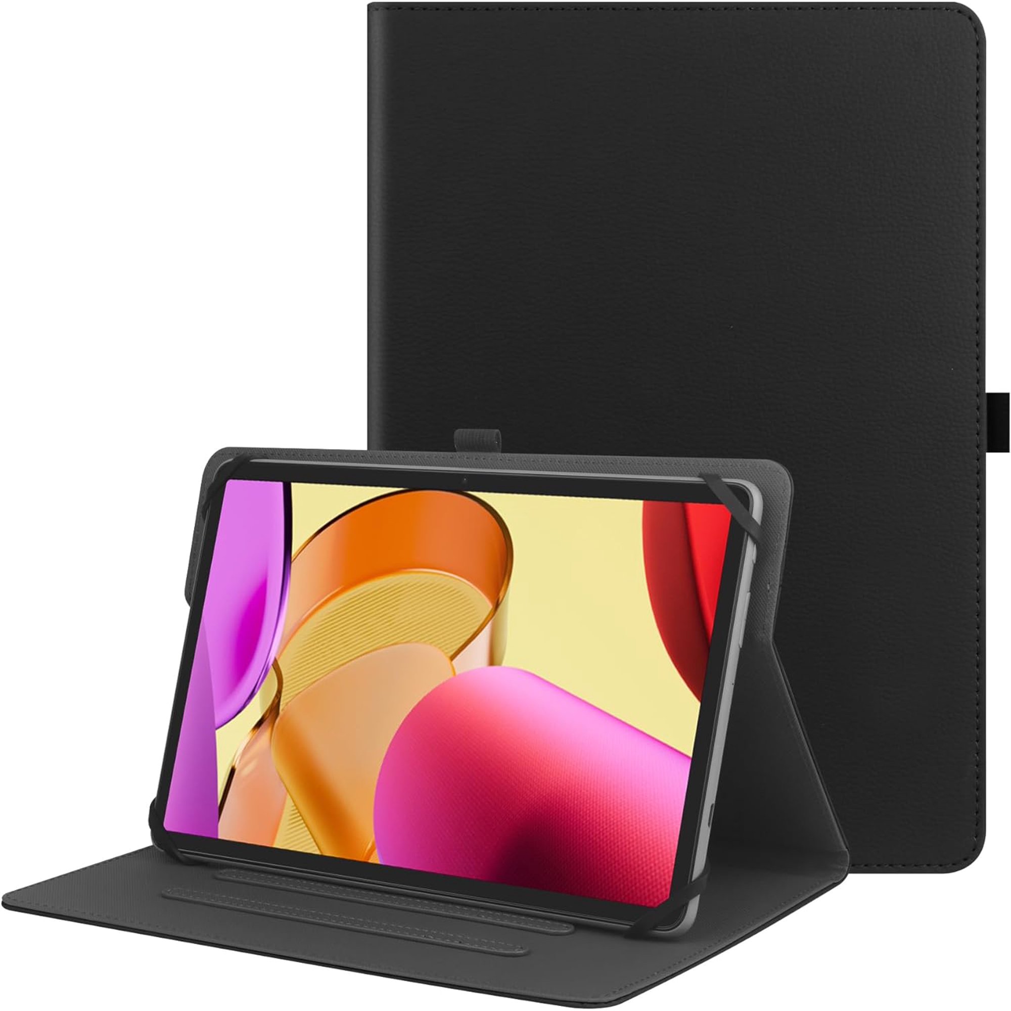 Universal 9‑11 Inch Tablet Folio Case, Stand Protective Cover with Stylus Pen Holder for iPad and Samsung Tablets,Black