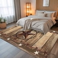 thumbnail image 5 of 5x8 Area Rugs, Rustic Country Non-Skid Rubber Backing Large Rectangle Rugs - Living Room Bedroom Home Office, Western Stars Brown Texture Wooden Print Indoor Floor Mat Carpets Washable Rug, 5 of 9