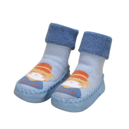 

Rgdypko Baby Boy Girl Non-Skid Indoor Walking Shoes Cute Children Toddler Sock Autumn Winter Non On Non Warm Comfortable Baby Walking Shoes