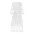 thumbnail image 4 of Ayolanni Summer Dresses for Women 2025 Vacation Plus Size V-Neck White Solid Long Sleeve Midi Dresses Ladies Dresses XL, 4 of 7