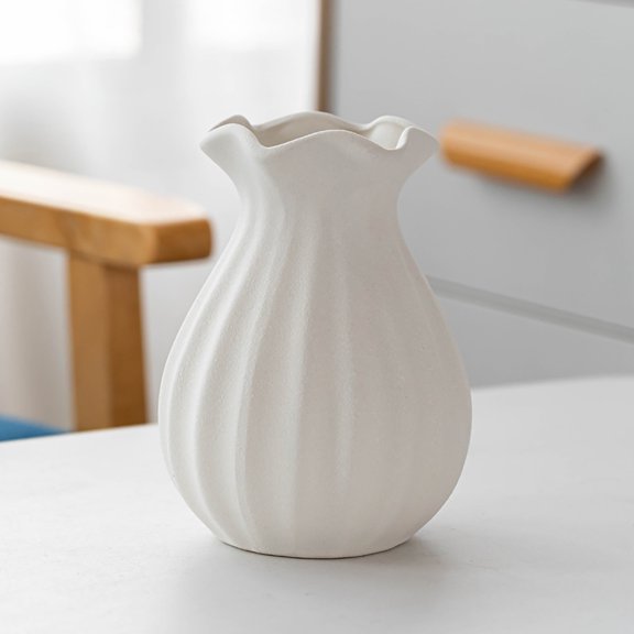 COM1950s Matte Ceramic Vase,Elegant Hydroponic Planter for Home Decor,Water-Absorbent Centerpiece for Living Room Or Office
