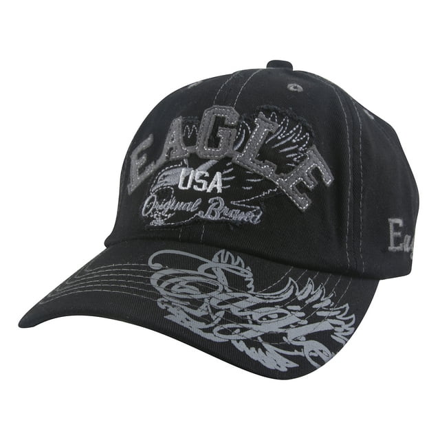 Gravity Threads Eagle USA Original Brand Adjustable Baseball Hat - Black