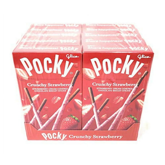 Pocky Crunchy Strawberry Biscuit Sticks, 10 Pack Box, 1.79 oz Each