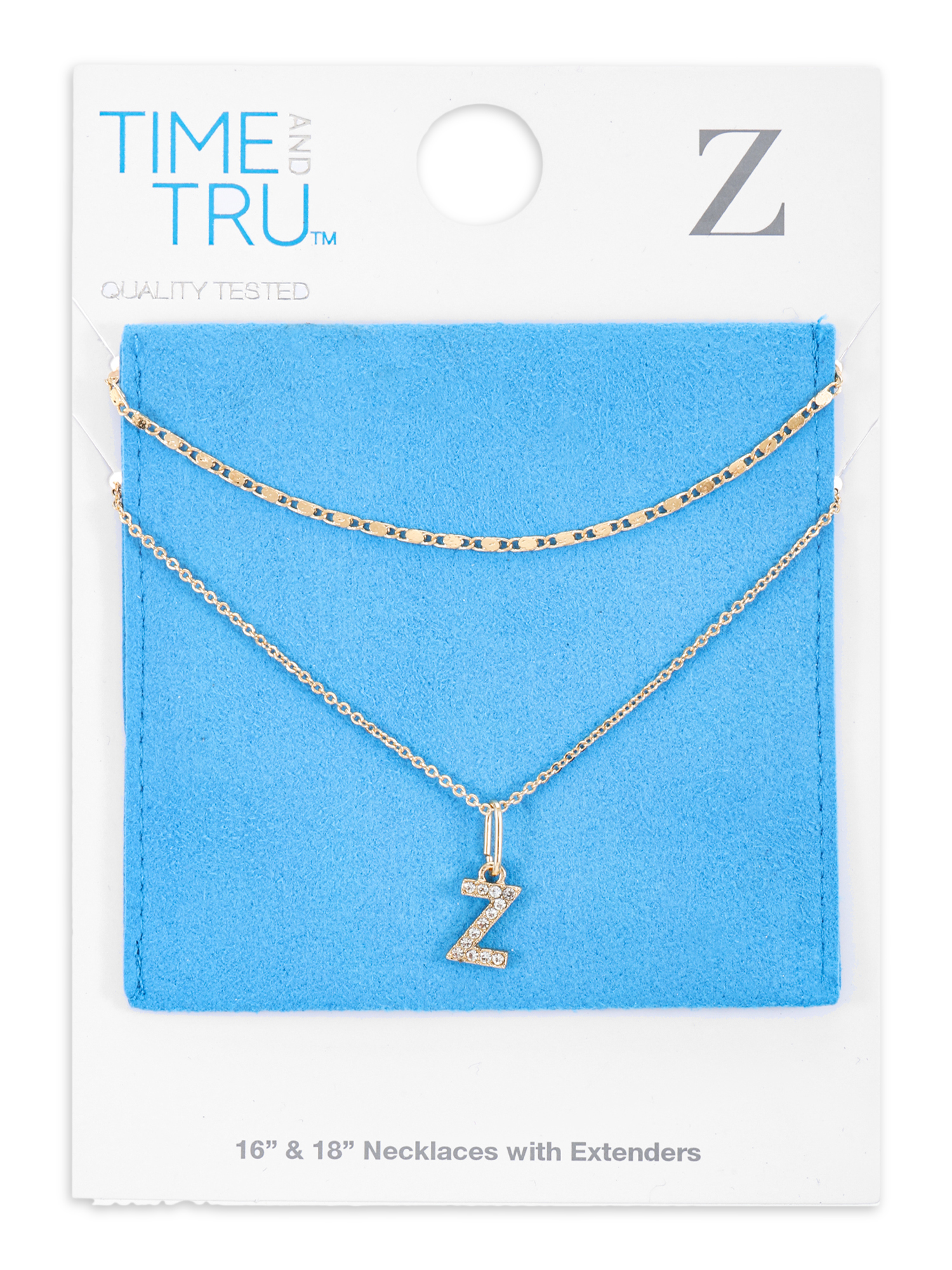 Time and Tru Goldtone Initial Letter Necklace Set for Women, 2 Piece Set