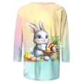 thumbnail image 4 of Bainana Easter T-Shirt For Women Fashion Floral Bunny Print Round Neck 3/4 Sleeve Casual T Shirt Top Ladies Festival Modern Fit Tee Yellow Size L, 4 of 5