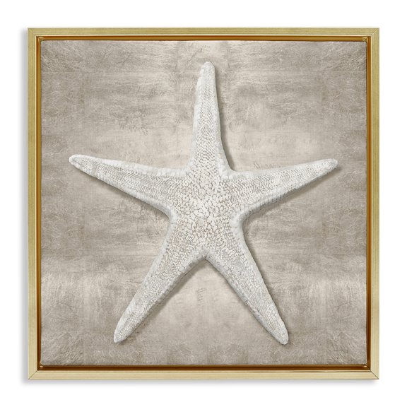 Stupell Industries Traditional Rustic Grey Starfish Gold Floating Frame Canvas Art, 18 x 18, by Amber Sterling