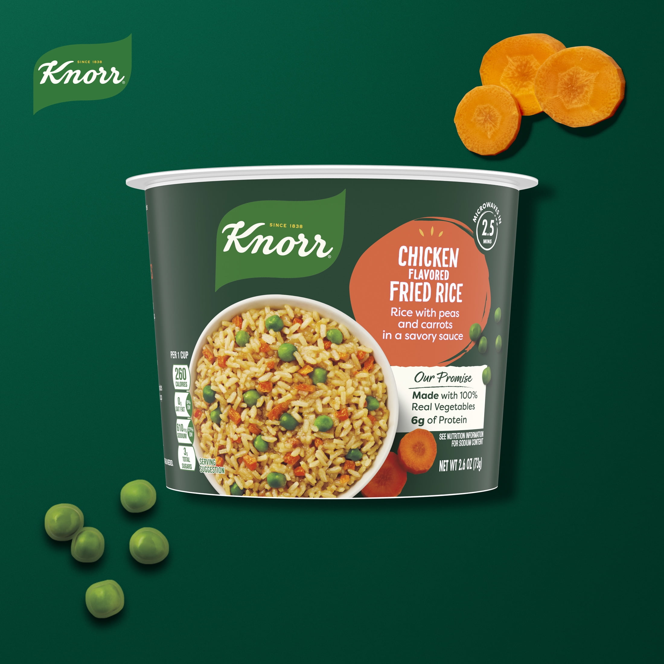 (2 pack) Knorr No Artificial Flavors Chicken Fried Rice Cooks in 2.5 Minutes, 2.6 oz Regular Cup