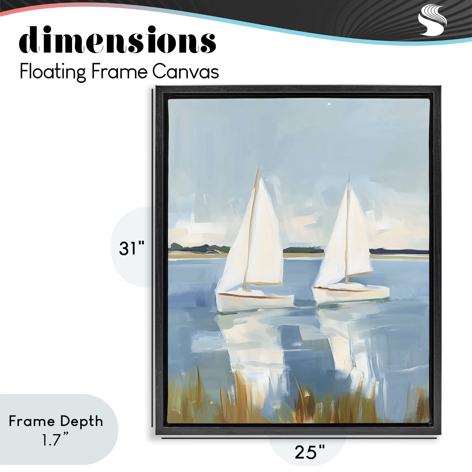Stupell Industries Twin Sailboats By Shore Black Framed Floater Canvas Wall Art, design by The Prints Vibe