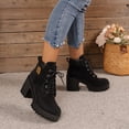 thumbnail image 6 of Miluxas Women's Combat Ankle Boots Waterproof Fashion Casual Lace up Mid Heel Fall Boots Ladies Anti-Slip Lightweight Outdoor Work Booties Black 7.5(40), 6 of 9