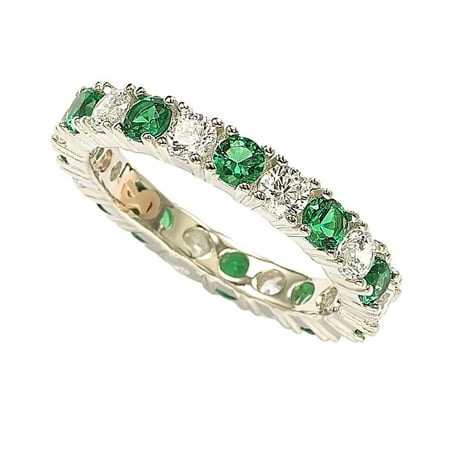Suzy Levian Sterling Silver Cubic Zirconia Green Emerald Alternating Eternity (The Best Alternative Bands)
