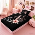 thumbnail image 5 of Erosebridal Black Pink Letter A Floral Bow Print Twin Sheet Sets, Monogram Style Bedding for Girls, 1 Flat Sheet, 1 Fitted Sheet and 1 Pillowcase, 5 of 6