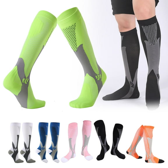 Cheers.US Compression Socks for Men Color Block Breathable Socks Stockings Best Support for Athletic Running Cycling