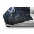 thumbnail image 3 of Clouds Soft Flannel Fleece Blanket, Celestial Solar Night Scene Stars Moon and Clouds Heaven Place in Cosmos Theme, Cozy Plush for Indoor and Outdoor Use, 50" x 70", Dark Blue White, by Ambesonne, 3 of 6