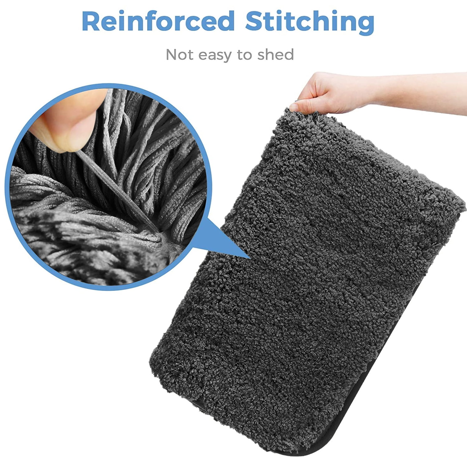 Large Gray Bathroom Rugs, 24"×47" Absorbent Shaggy Shower Mat, Microfiber Bath Mats for Bathroom, Luxury Bathroom Floor Mats Rubber Back