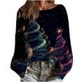 thumbnail image 1 of Chandail Femme Manches Longues Col Rond Tricoté avec Imprimé Graphique pour Automne Mode, Pulls pour Femmes, 1 of 6