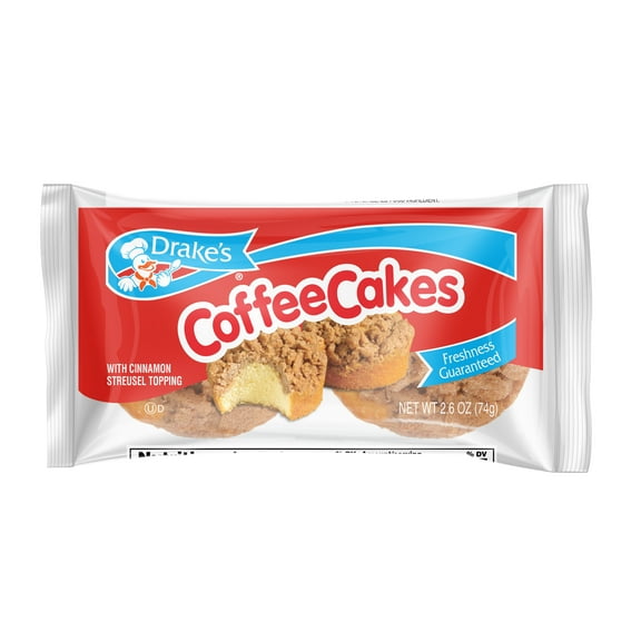Cakes, Drake's Snack Coffee Cakes with cinnamon streusel topping (wrap)