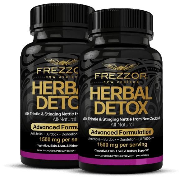 FREZZOR Milk Thistle Herbal Detox Capsule for Liver and Kidney Health, 180 Count, 2 Bottles