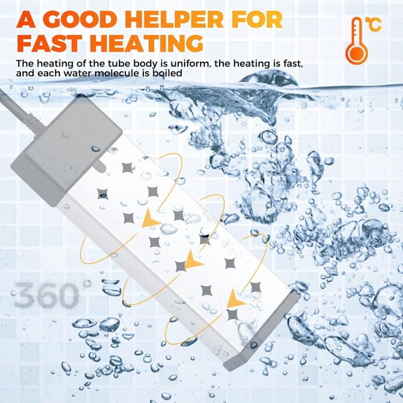 Immersion Water Heater Electric, Fast Heating Portable Water Heater with 304 Stainless Steel, Anti Dry Burn Protection and Adjustable Thermostat, Fast Heating for Bathtubs, Buckets, 120V$$