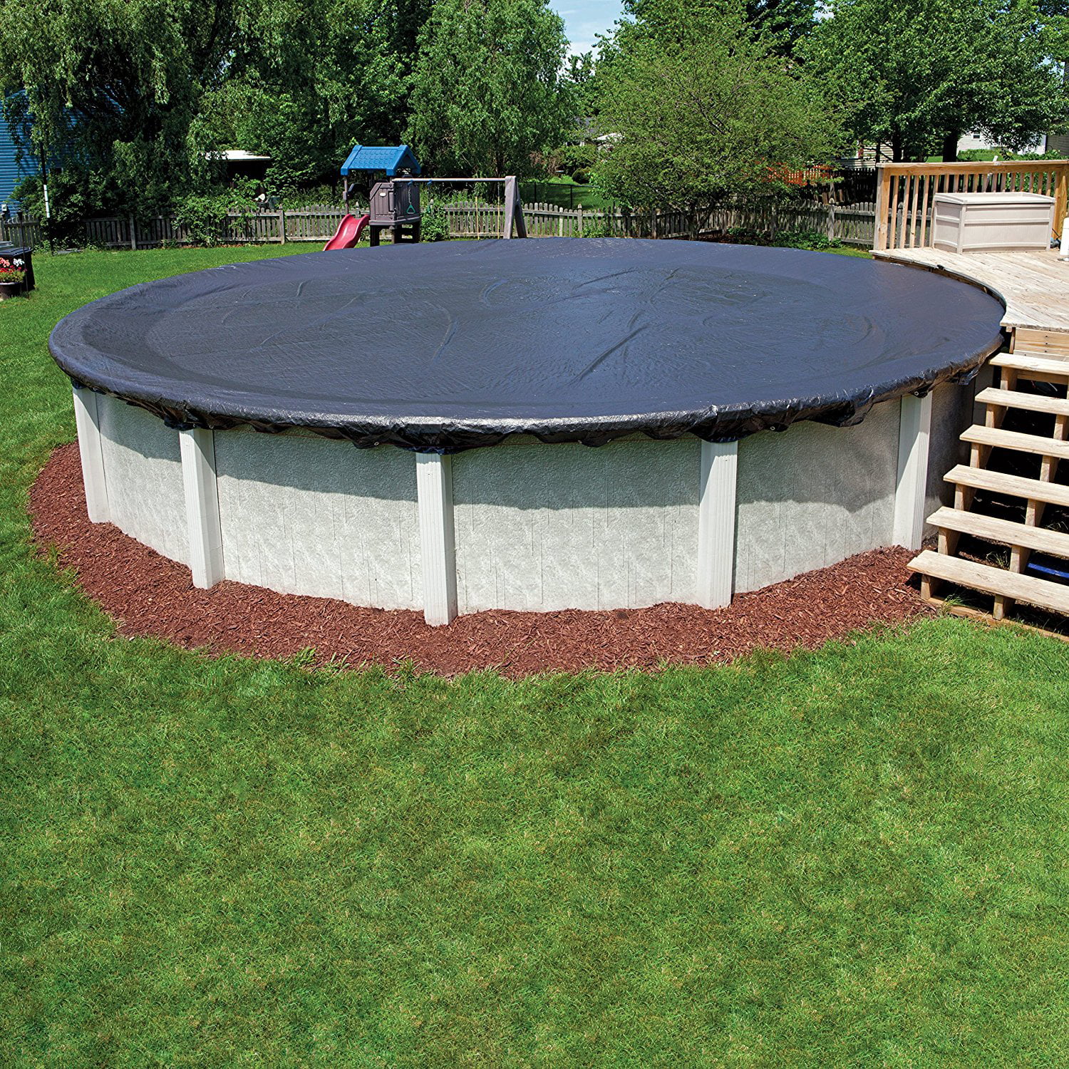 8 Year 18 Ft Round Pool Winter Covers, How To Cover Above Ground Pool With Deck For Winter