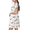 thumbnail image 2 of Disketp winter Snowflake Dachshund para Vestido de Manga Corta para Mujeres, Vestidos de Verano para Mujeres, Casual y Holgado para la Playa, 2 of 6